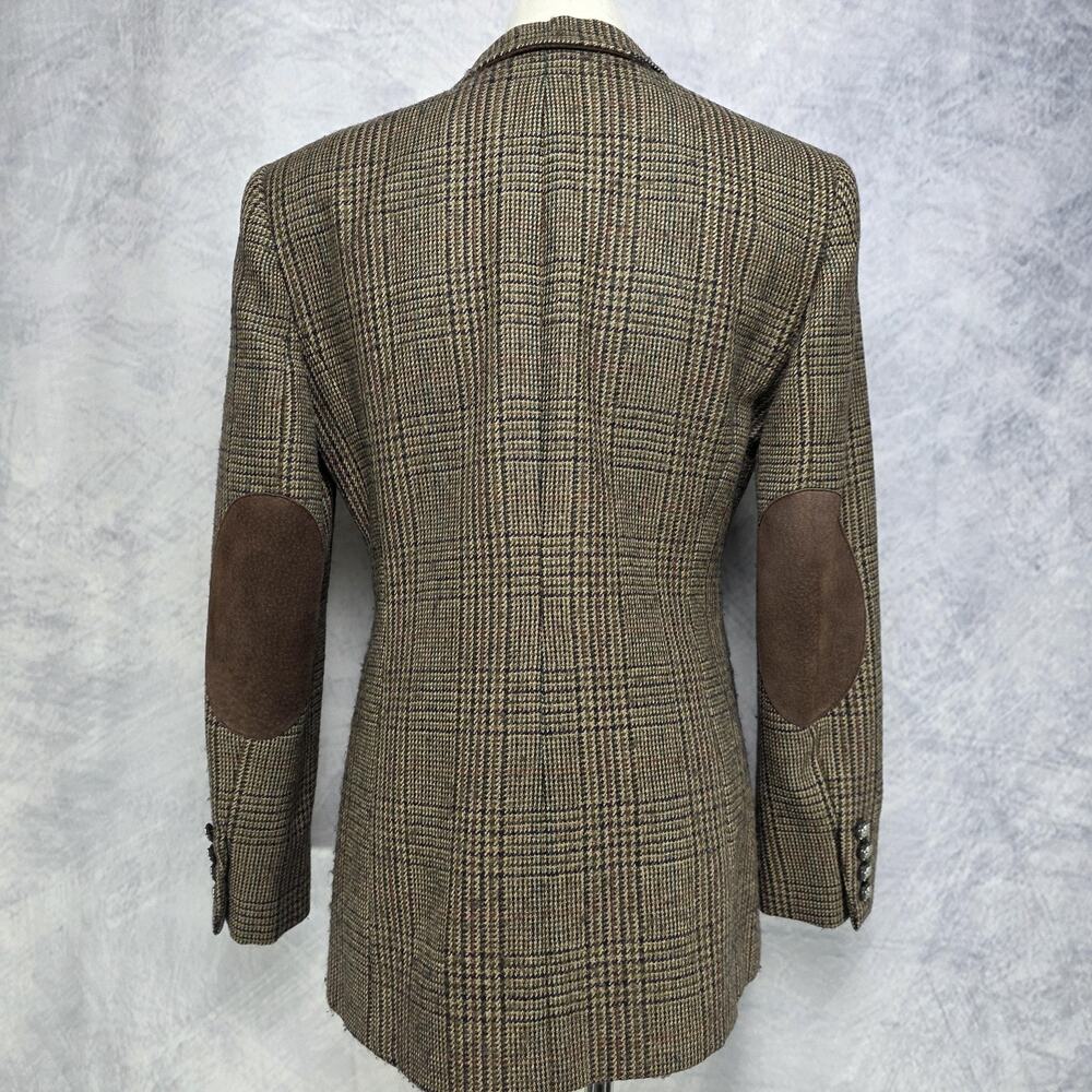 Lauren Ralph Lauren Blazer Womens 4P Brown Plaid Wool Alpaca Tweed Elbow Patch - Picture 3 of 16